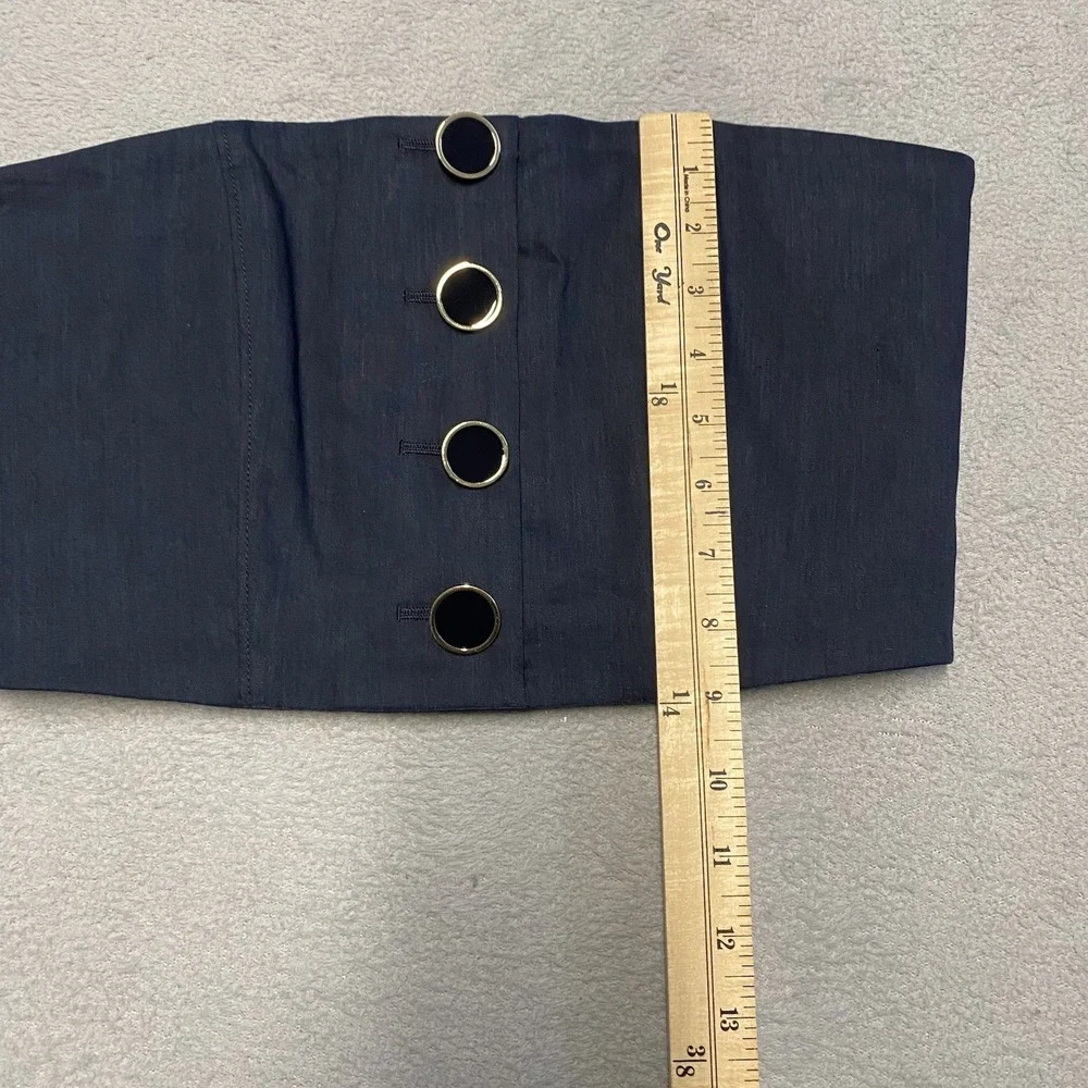 Veronica Beard Ziene Strapless Tube Top Size 2 Navy Linen Blend Zip Back - Picture 4 of 7